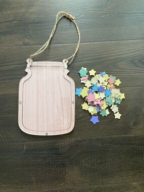 Teacher reward Wooden Mason Jar Hanging Sign with Star Confetti